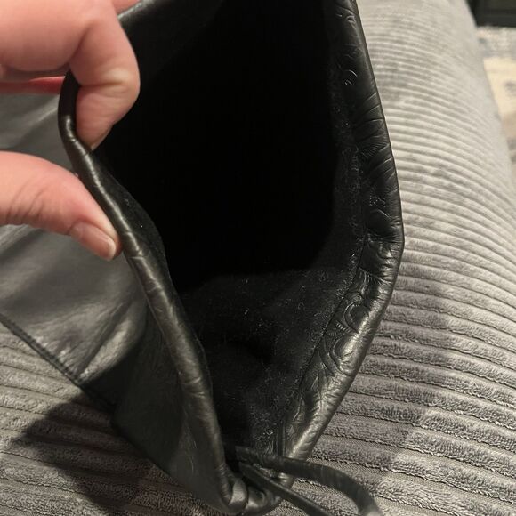 Harley Davidson Christmas Stocking Black Leather Silver Logo Tooled Cuff READ - Picture 11 of 13